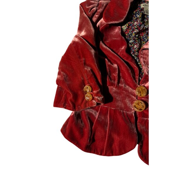 Anthropologie Elevenses Women's Velvet Burnout Dip Dye Jacket Blazer Size 6 - Picture 14 of 16
